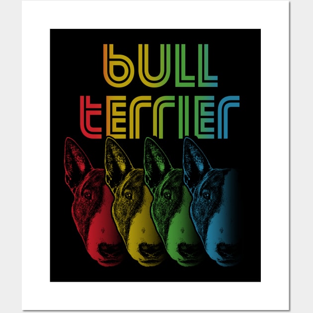 Cool Retro Groovy Bull Terrier Dog Wall Art by Madfido